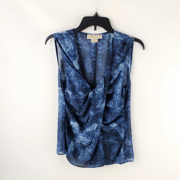 Michael Kors Blue Tank with Knotted Front PM - Picture 1 of 6